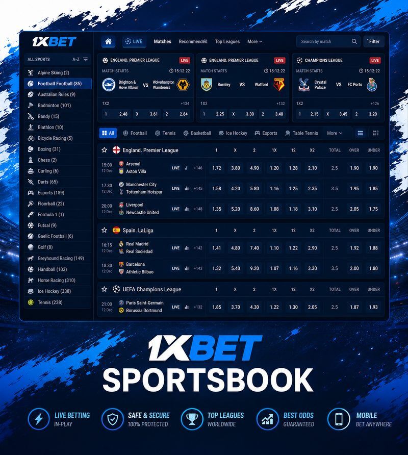 1xbet sportsbook contains a huge number of the most popular sports disciplines