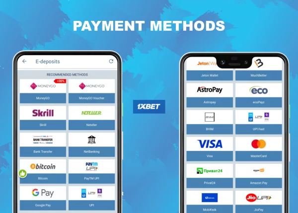 Payment methods at 1xBet India