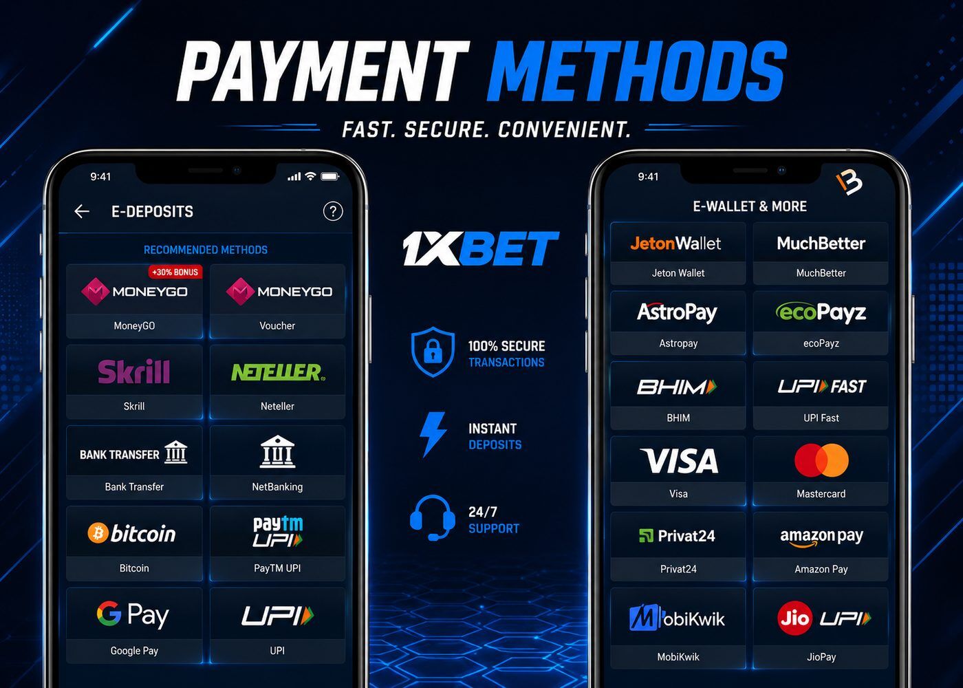 1xbet Payments Methods for deposit and withdrawal