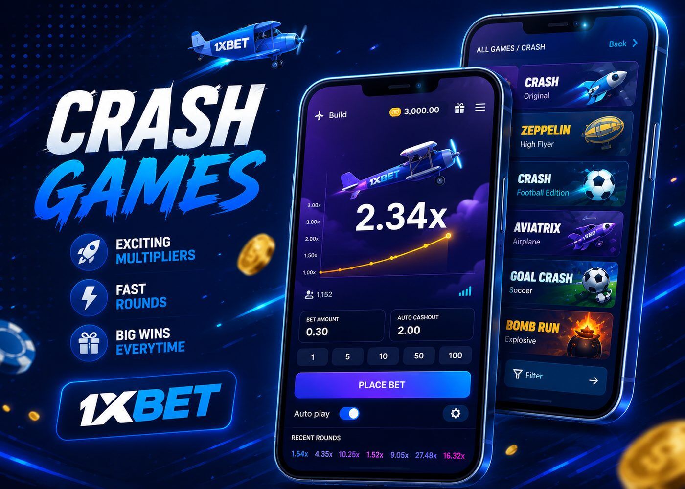 Crash Games are very popular at 1xBet casino among players in this market